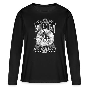 Cowboy Seele - Frauen Premium Bio Langarmshirt - Schwarz - Vorne - Julia (174cm)
