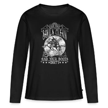 Bottes de cowboy - T-shirt manches longues Premium bio Femme - noir - Devant - Julia (174cm)