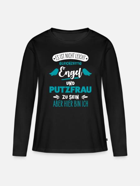 Putzfrau - Frauen Premium Bio Langarmshirt - Schwarz