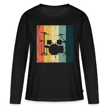 Batteur Raggae Percussion Cadeau de batteur - T-shirt manches longues Premium bio Femme - noir - Devant - Julia (174cm)