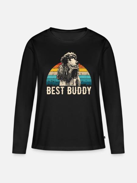 Pudel retro Geschenk Shirt - Frauen Premium Bio Langarmshirt - Schwarz