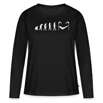 Evolution Woman Hamac Idée Cadeau Hamac - T-shirt manches longues Premium bio Femme - noir - Devant - Julia (174cm)