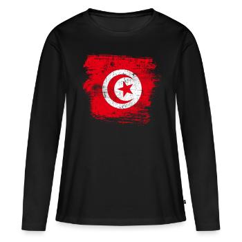 Tunisie - T-shirt manches longues Premium bio Femme - noir - Devant - Julia (174cm)