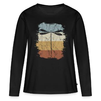 Dragonfly Fan Retro Vintage Dragonfly Silhouette - Women's Premium Organic Long Sleeve Shirt - black - Front - Julia (174cm)