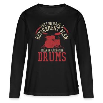 Batteur - pension retraite percussion - T-shirt manches longues Premium bio Femme - noir - Devant - Julia (174cm)