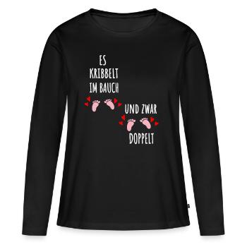 Mama 2020 Zwillinge Schwangerschaft Schwanger - Frauen Premium Bio Langarmshirt - Schwarz - Vorne - Julia (174cm)