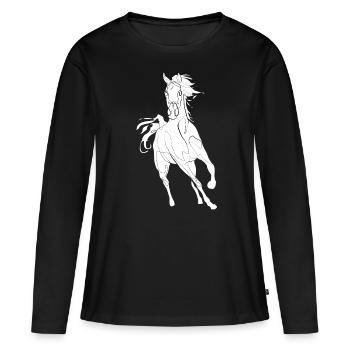Cheval - T-shirt manches longues Premium bio Femme - noir - Devant - Julia (174cm)