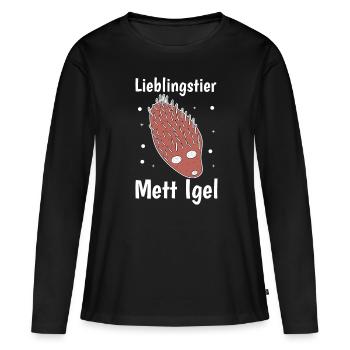 Lieblingstier Mettigel Fleischesser Fleischfresser - Frauen Premium Bio Langarmshirt - Schwarz - Vorne - Julia (174cm)