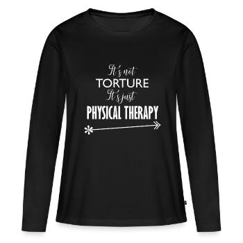 Physiothérapie Douleur - T-shirt manches longues Premium bio Femme - noir - Devant - Julia (174cm)