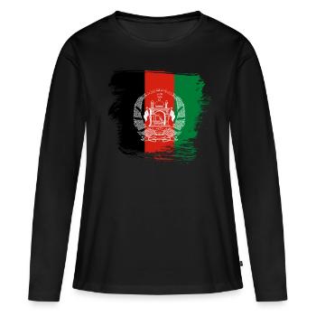 Drapeau de l’Afghanistan - T-shirt manches longues Premium bio Femme - noir - Devant - Julia (174cm)
