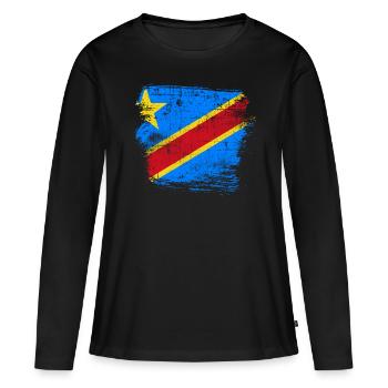 Congo - T-shirt manches longues Premium bio Femme - noir - Devant - Julia (174cm)