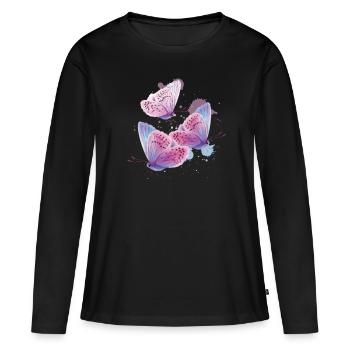 Transformation papillon - T-shirt manches longues Premium bio Femme - noir - Devant - Julia (174cm)