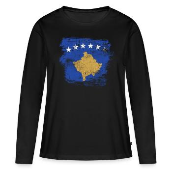 Kosovo - T-shirt manches longues Premium bio Femme - noir - Devant - Julia (174cm)