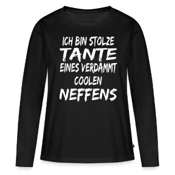 Ich Bin Stolze Tante Eines Verdammt Coolen Neffens - Frauen Premium Bio Langarmshirt - Schwarz - Vorne - Julia (174cm)