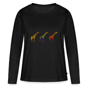 Savane girafe - T-shirt manches longues Premium bio Femme - noir - Devant - Julia (174cm)