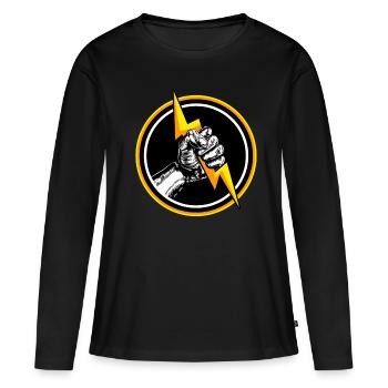 Électricien Électrotechnique Électronique Volt Watt - T-shirt manches longues Premium bio Femme - noir - Devant - Julia (174cm)