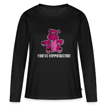 Nilpferd - Frauen Premium Bio Langarmshirt - Schwarz - Vorne - Julia (174cm)