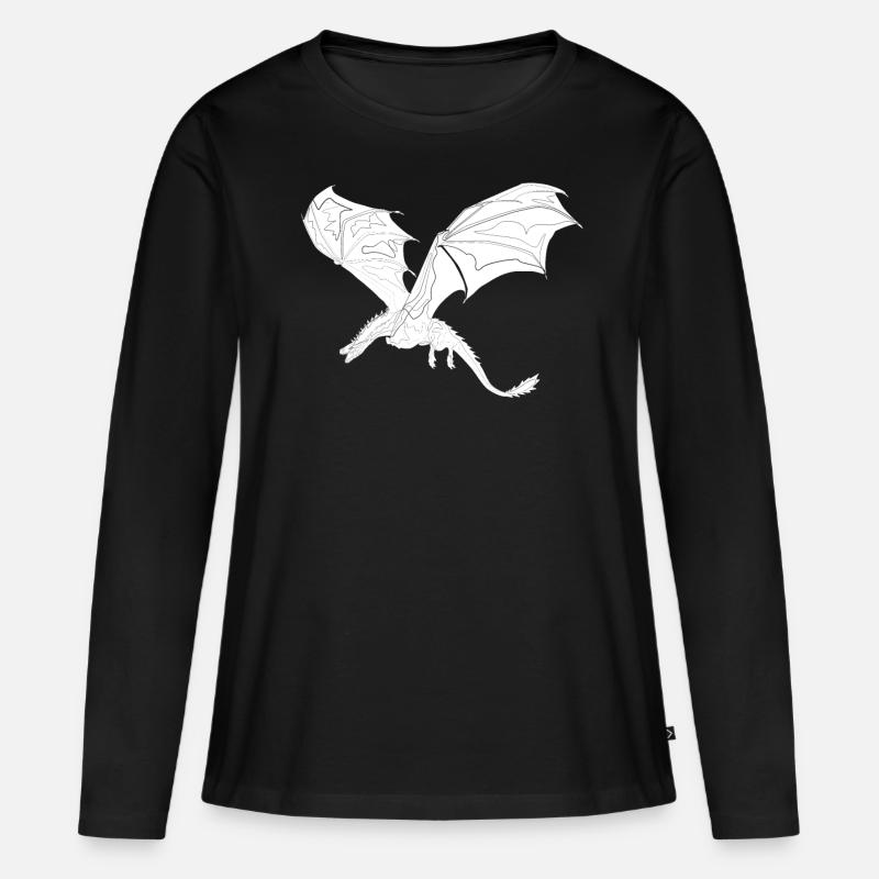 Drache - Frauen Premium Bio Langarmshirt - Schwarz