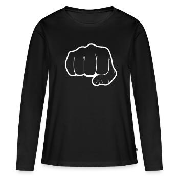 coup de poing poinçon - T-shirt manches longues Premium bio Femme - noir - Devant - Julia (174cm)