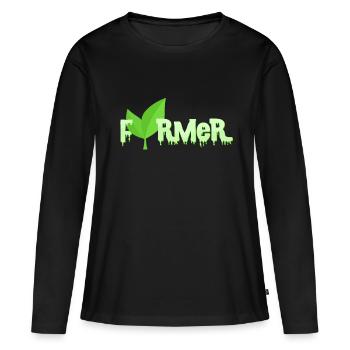 Bauer - Frauen Premium Bio Langarmshirt - Schwarz - Vorne - Julia (174cm)