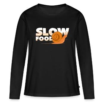 Alimentation lente - T-shirt manches longues Premium bio Femme - noir - Devant - Julia (174cm)