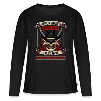 Stolzer Vater und Tochter Lustige Sprüche Geschenk - Frauen Premium Bio Langarmshirt - Schwarz - Vorne - Julia (174cm)