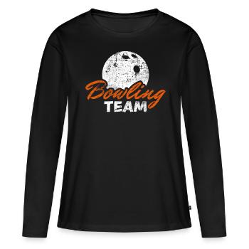 Équipe de bowling - T-shirt manches longues Premium bio Femme - noir - Devant - Julia (174cm)