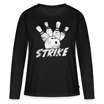 Bowling - T-shirt manches longues Premium bio Femme - noir - Devant - Julia (174cm)