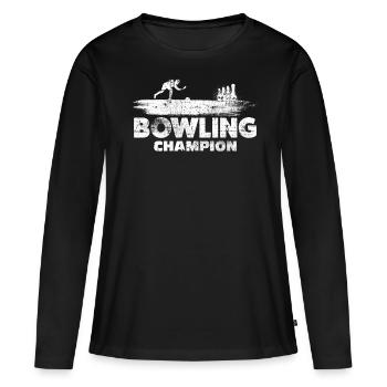 Bowling - T-shirt manches longues Premium bio Femme - noir - Devant - Julia (174cm)