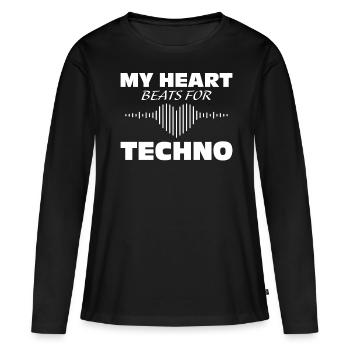 Techno - T-shirt manches longues Premium bio Femme - noir - Devant - Julia (174cm)
