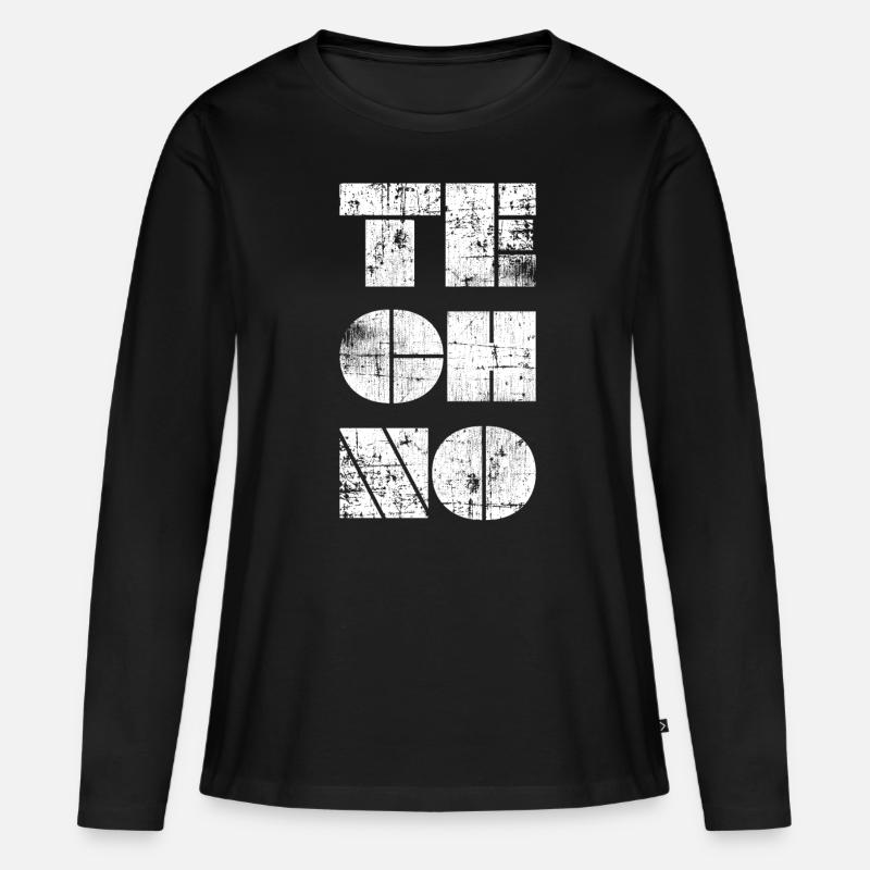 Techno - Frauen Premium Bio Langarmshirt - Schwarz