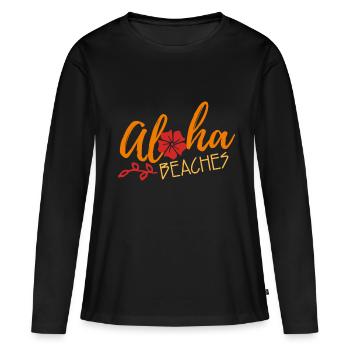Aloha - T-shirt manches longues Premium bio Femme - noir - Devant - Julia (174cm)