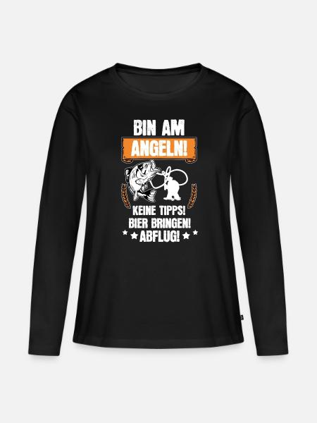 Lustiges Angel Spruch Motiv Geschenkidee - Frauen Premium Bio Langarmshirt - Schwarz