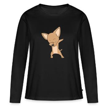 Chihuahua Dab - Frauen Premium Bio Langarmshirt - Schwarz - Vorne - Julia (174cm)