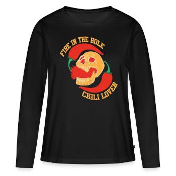 Chili Hot Food Jalapenos Scoville Chili Pepper - Women's Premium Organic Long Sleeve Shirt - black - Front - Julia (174cm)