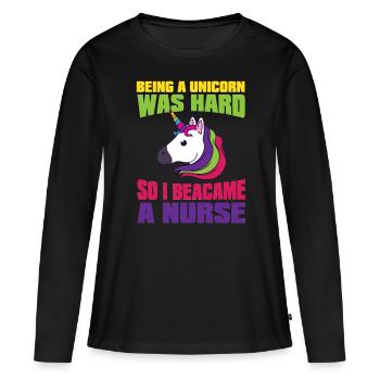 Infirmières Infirmières Infirmiers - T-shirt manches longues Premium bio Femme - noir - Devant - Julia (174cm)