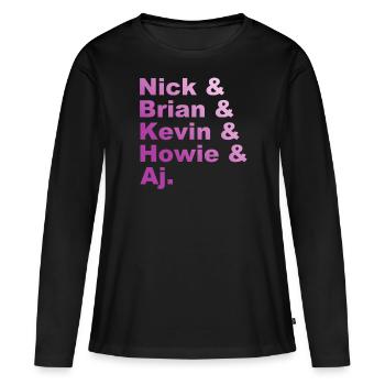 Backstreet - Trough My Heart - Nick, Brian, Aj - Frauen Premium Bio Langarmshirt - Schwarz - Vorne - Julia (174cm)
