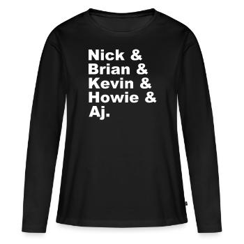 Backstreet - Trough My Heart - Nick, Brian, Aj - Frauen Premium Bio Langarmshirt - Schwarz - Vorne - Julia (174cm)