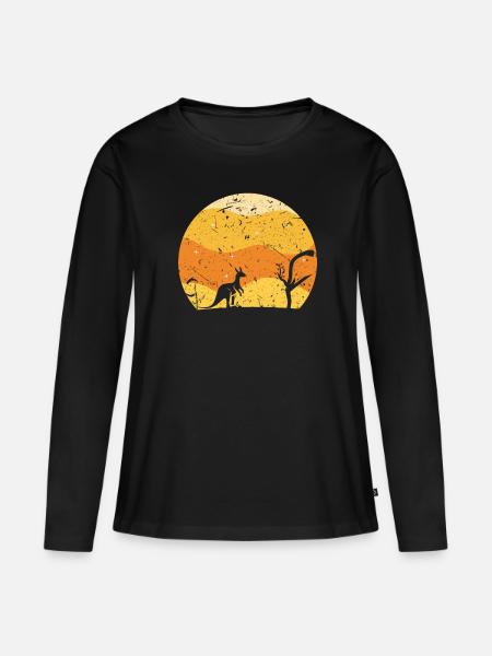 Känguru - Frauen Premium Bio Langarmshirt - Schwarz