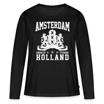 Amsterdam - T-shirt manches longues Premium bio Femme - noir - Devant - Julia (174cm)