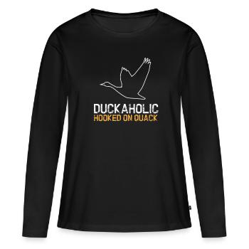Oiseau charlatan canard poussins canard étang amoureux des animaux - T-shirt manches longues Premium bio Femme - noir - Devant - Julia (174cm)