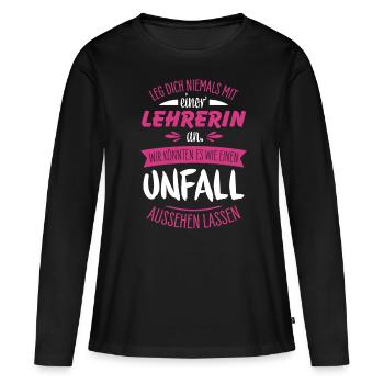Enseignante - T-shirt manches longues Premium bio Femme - noir - Devant - Julia (174cm)