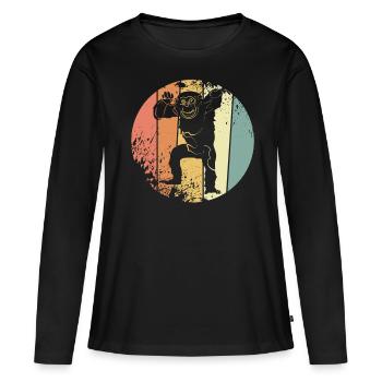 Chimpanzés - T-shirt manches longues Premium bio Femme - noir - Devant - Julia (174cm)