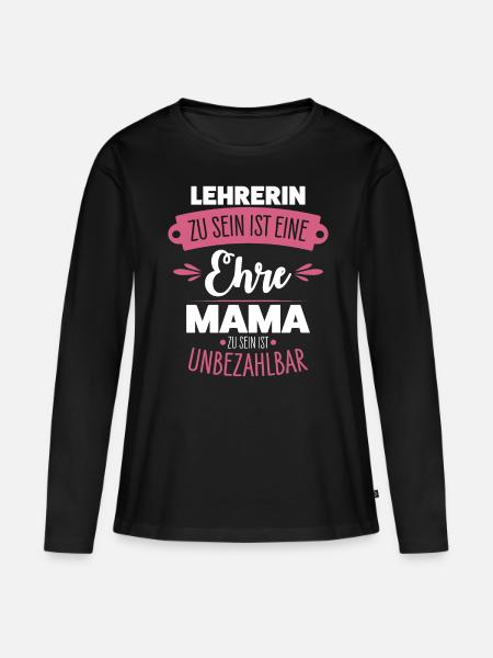Lehrerin Mama - Frauen Premium Bio Langarmshirt - Schwarz