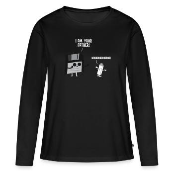 Je suis ton père Clé USB et disquette - T-shirt manches longues Premium bio Femme - noir - Devant - Julia (174cm)