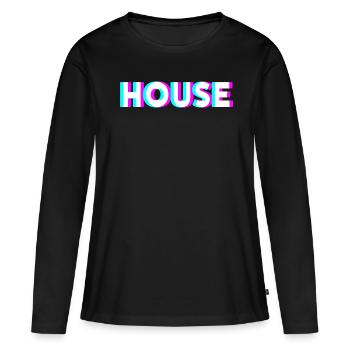 House - T-shirt manches longues Premium bio Femme - noir - Devant - Julia (174cm)