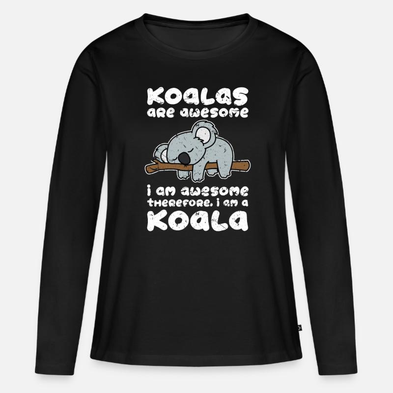 Koala - Frauen Premium Bio Langarmshirt - Schwarz