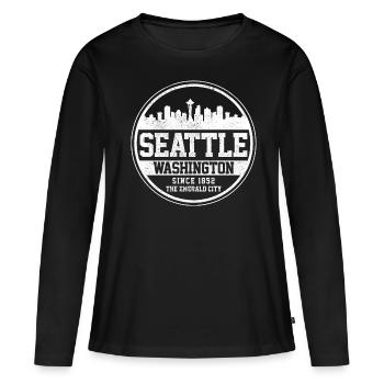 Seattle Washington - T-shirt manches longues Premium bio Femme - noir - Devant - Julia (174cm)