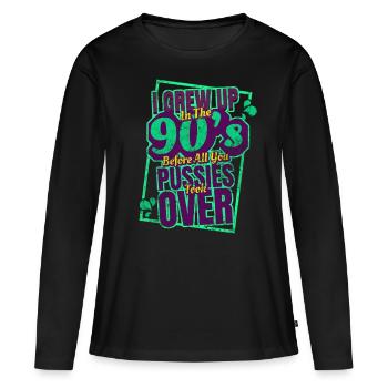 90 Années 90 Rétro Nostalgie Provocation - T-shirt manches longues Premium bio Femme - noir - Devant - Julia (174cm)