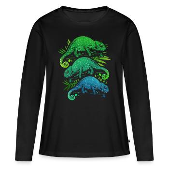 Caméléon - T-shirt manches longues Premium bio Femme - noir - Devant - Julia (174cm)